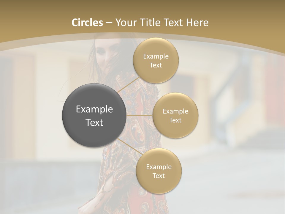 A Woman In An Orange Dress Is Walking Down The Street PowerPoint Template