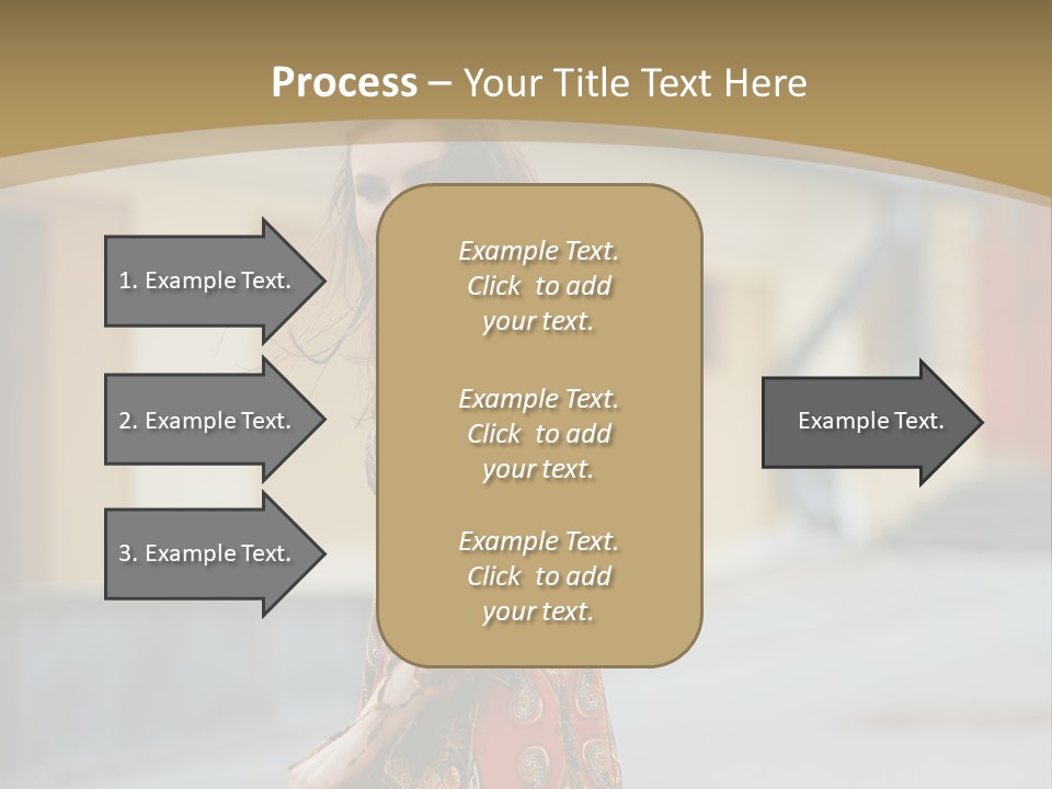A Woman In An Orange Dress Is Walking Down The Street PowerPoint Template