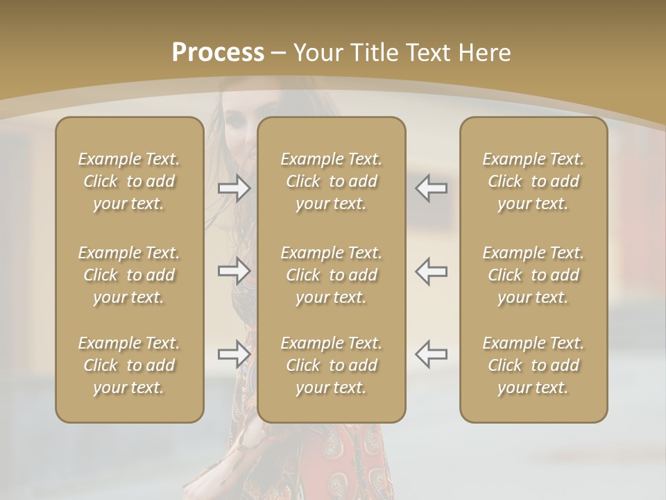 A Woman In An Orange Dress Is Walking Down The Street PowerPoint Template