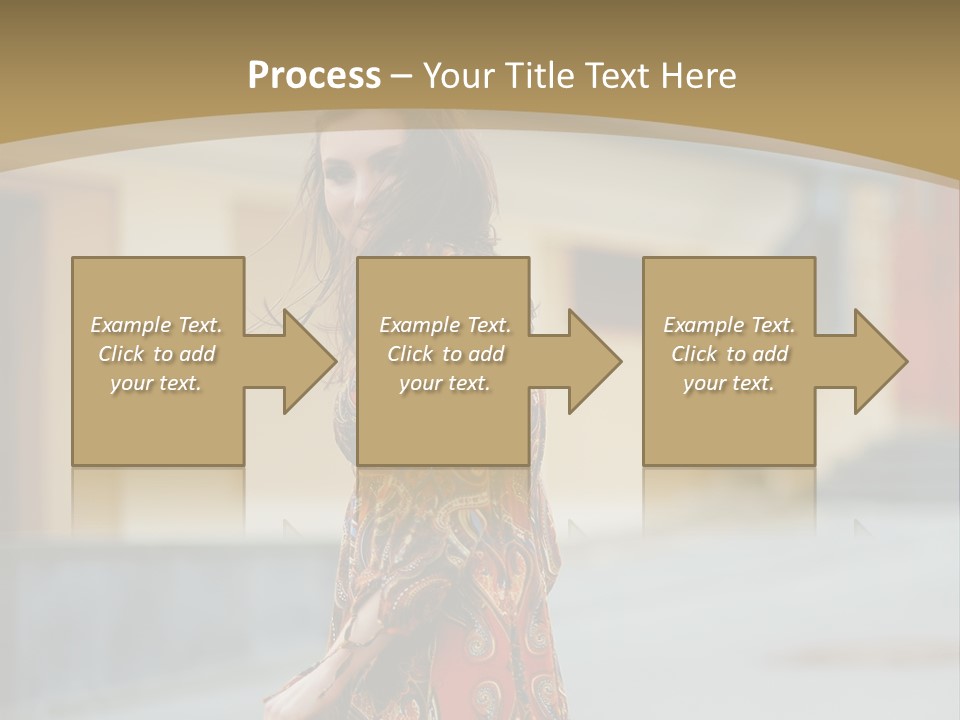 A Woman In An Orange Dress Is Walking Down The Street PowerPoint Template
