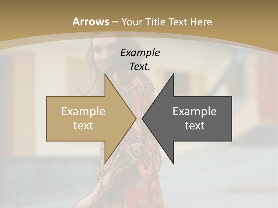 A Woman In An Orange Dress Is Walking Down The Street PowerPoint Template