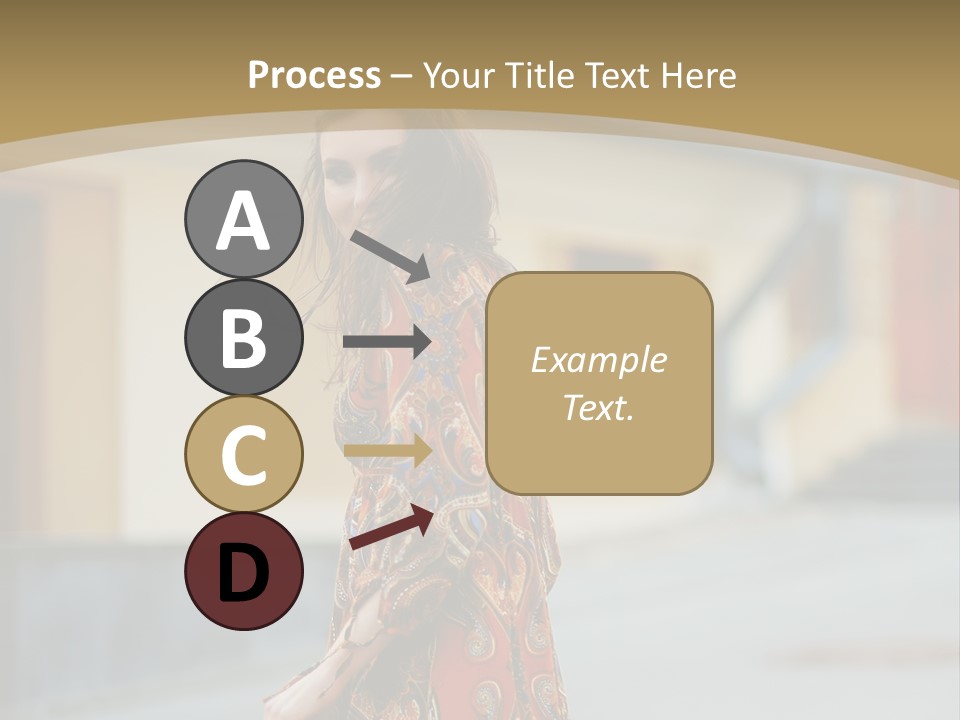 A Woman In An Orange Dress Is Walking Down The Street PowerPoint Template