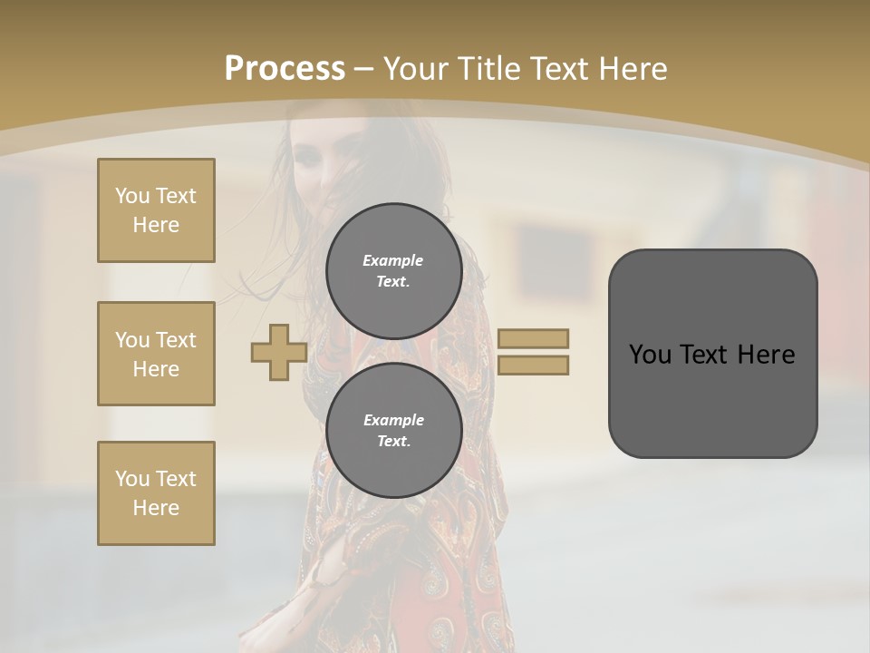A Woman In An Orange Dress Is Walking Down The Street PowerPoint Template