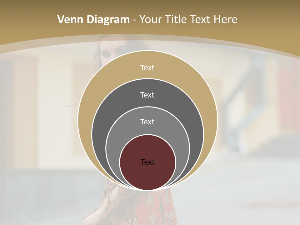 A Woman In An Orange Dress Is Walking Down The Street PowerPoint Template