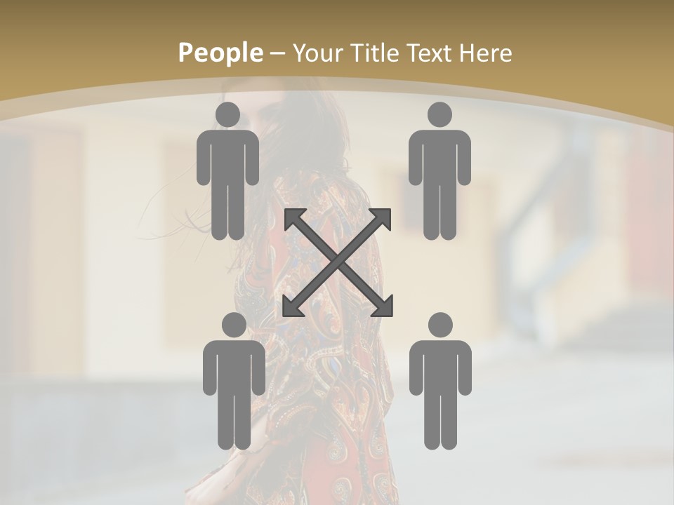 A Woman In An Orange Dress Is Walking Down The Street PowerPoint Template