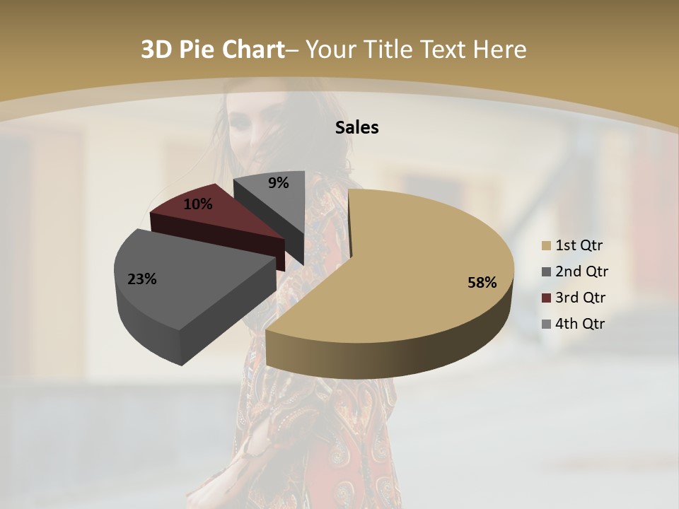 A Woman In An Orange Dress Is Walking Down The Street PowerPoint Template