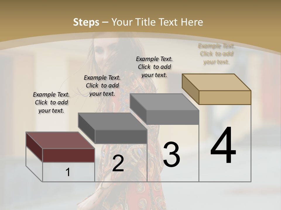 A Woman In An Orange Dress Is Walking Down The Street PowerPoint Template