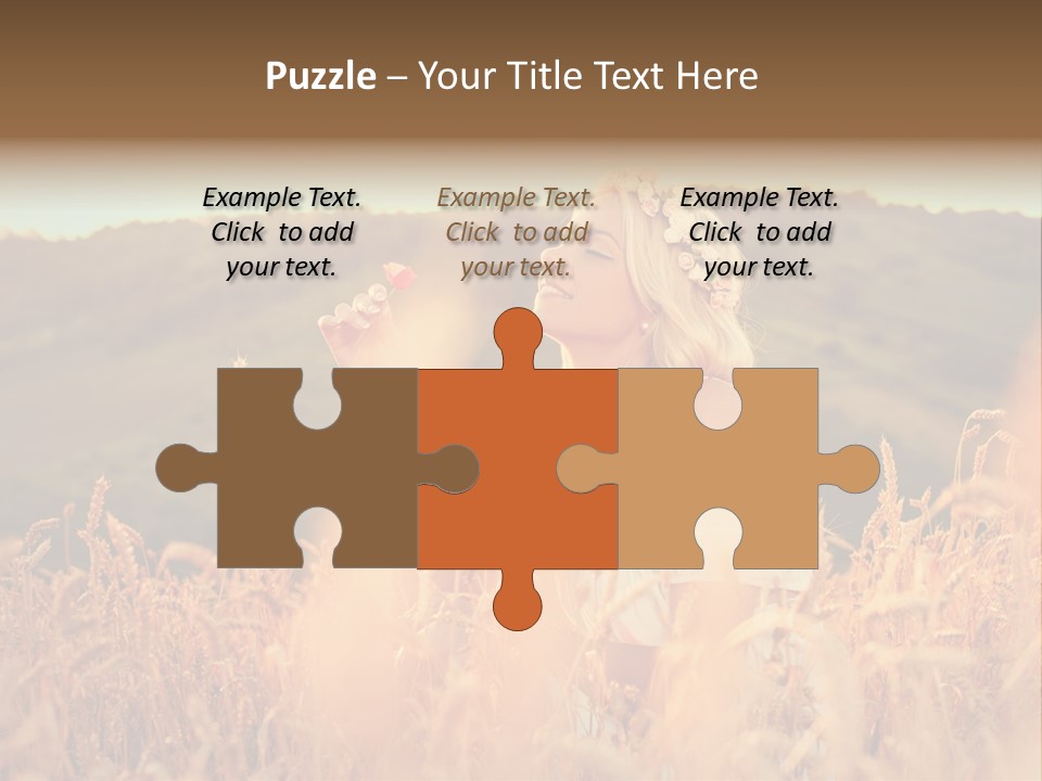 A Woman In A Field Of Wheat With A Flower In Her Hair PowerPoint Template