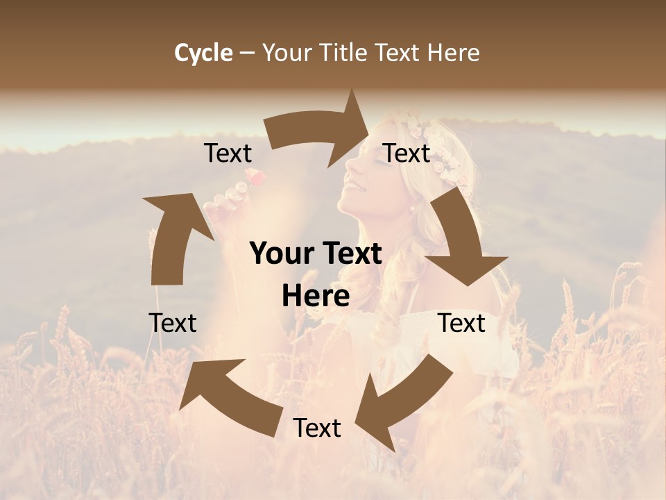 A Woman In A Field Of Wheat With A Flower In Her Hair PowerPoint Template