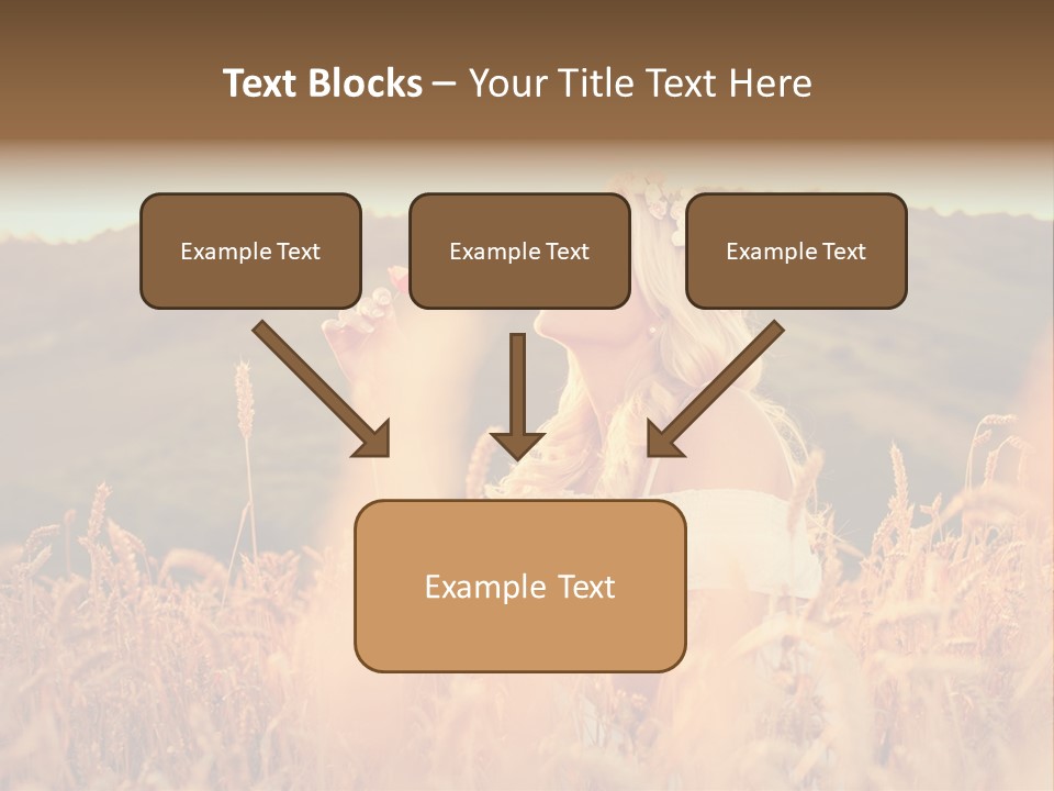 A Woman In A Field Of Wheat With A Flower In Her Hair PowerPoint Template