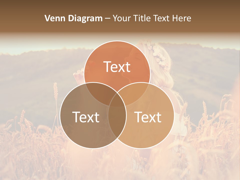 A Woman In A Field Of Wheat With A Flower In Her Hair PowerPoint Template