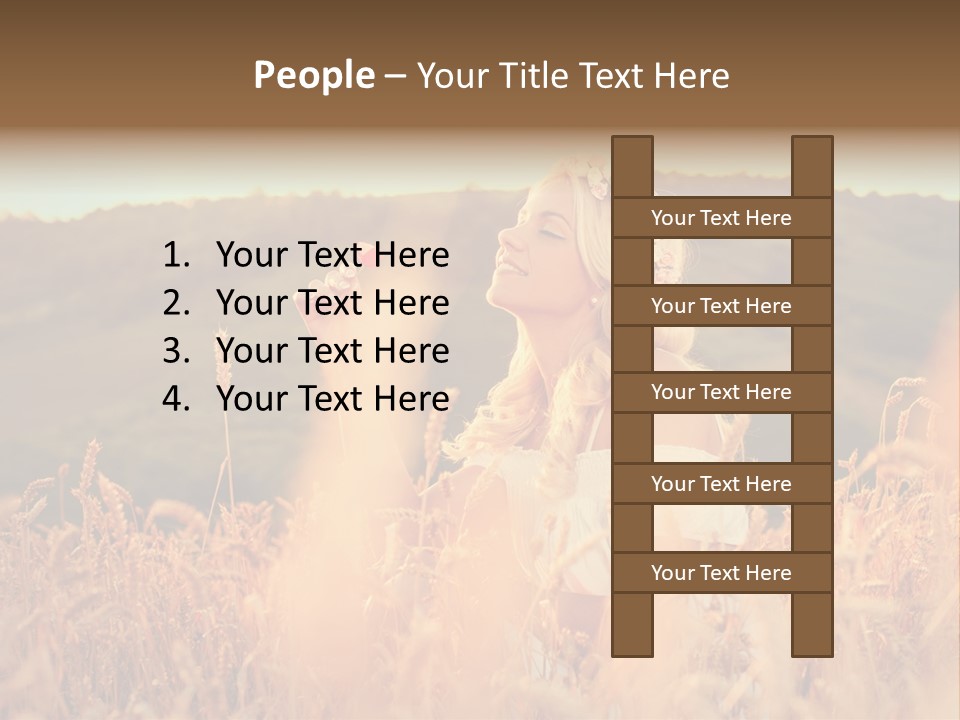 A Woman In A Field Of Wheat With A Flower In Her Hair PowerPoint Template
