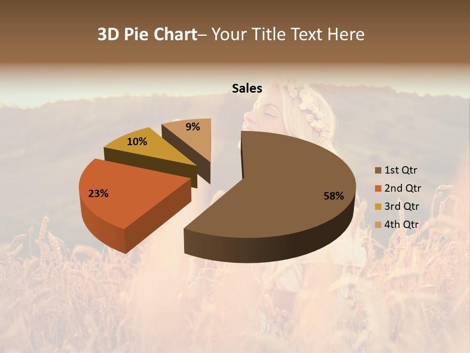 A Woman In A Field Of Wheat With A Flower In Her Hair PowerPoint Template