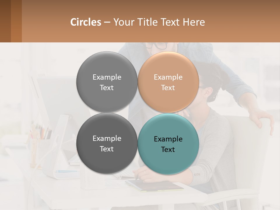 A Man And A Woman Sitting At A Desk Looking At A Computer Screen PowerPoint Template