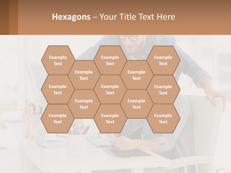 A Man And A Woman Sitting At A Desk Looking At A Computer Screen PowerPoint Template