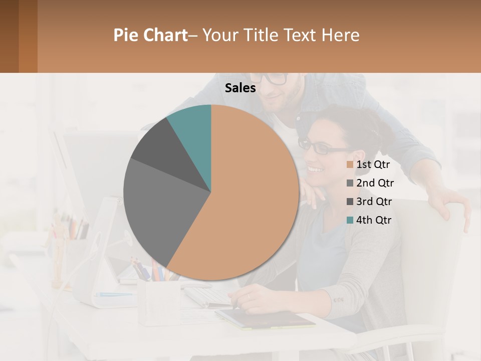 A Man And A Woman Sitting At A Desk Looking At A Computer Screen PowerPoint Template