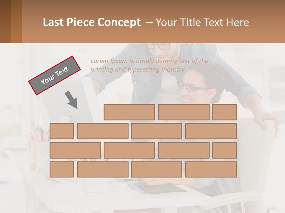 A Man And A Woman Sitting At A Desk Looking At A Computer Screen PowerPoint Template