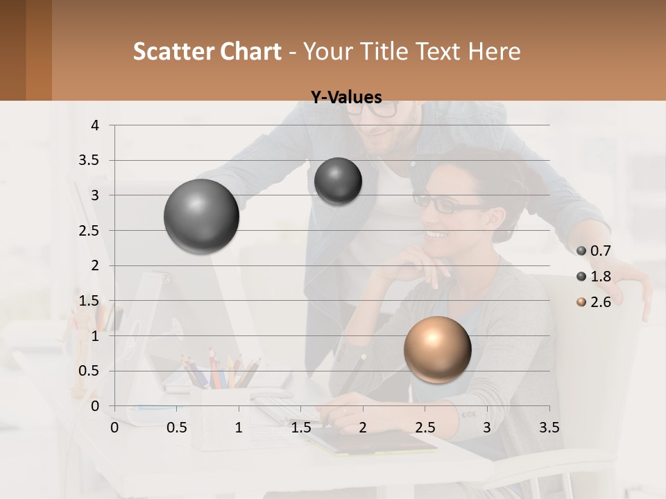 A Man And A Woman Sitting At A Desk Looking At A Computer Screen PowerPoint Template