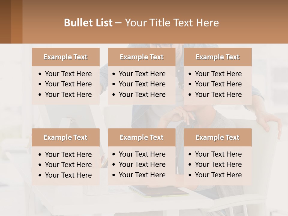 A Man And A Woman Sitting At A Desk Looking At A Computer Screen PowerPoint Template