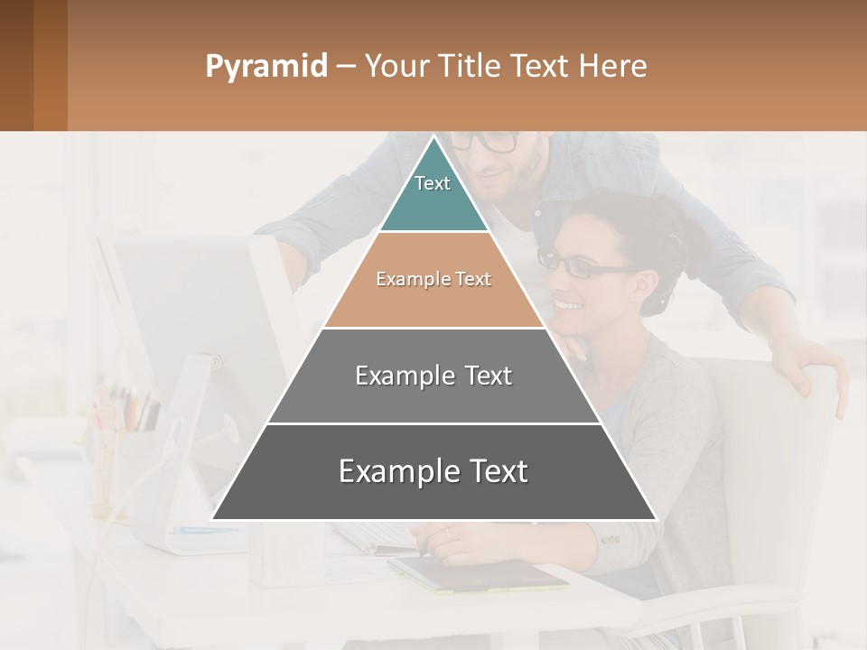 A Man And A Woman Sitting At A Desk Looking At A Computer Screen PowerPoint Template
