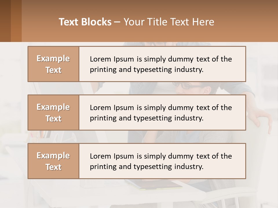 A Man And A Woman Sitting At A Desk Looking At A Computer Screen PowerPoint Template