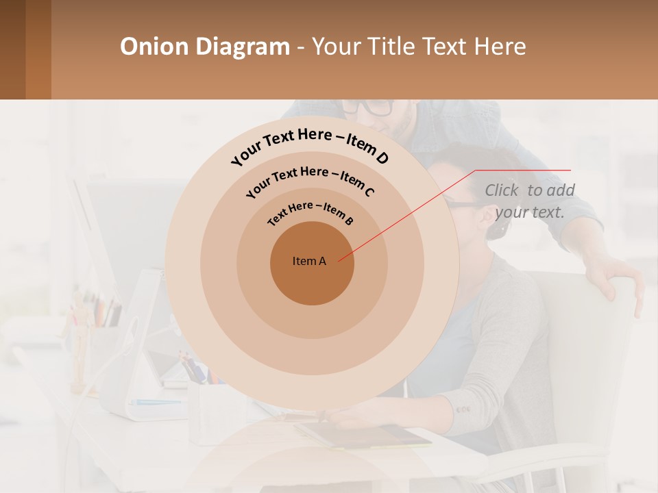 A Man And A Woman Sitting At A Desk Looking At A Computer Screen PowerPoint Template