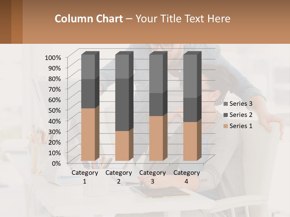 A Man And A Woman Sitting At A Desk Looking At A Computer Screen PowerPoint Template