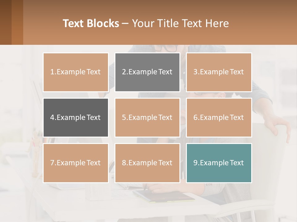 A Man And A Woman Sitting At A Desk Looking At A Computer Screen PowerPoint Template