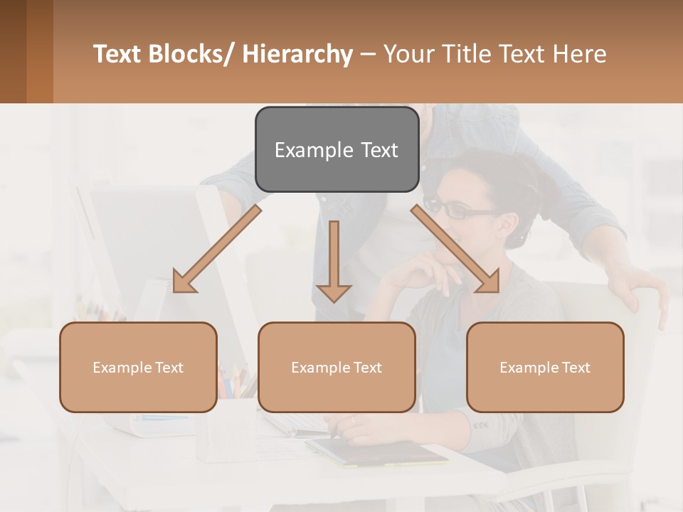 A Man And A Woman Sitting At A Desk Looking At A Computer Screen PowerPoint Template