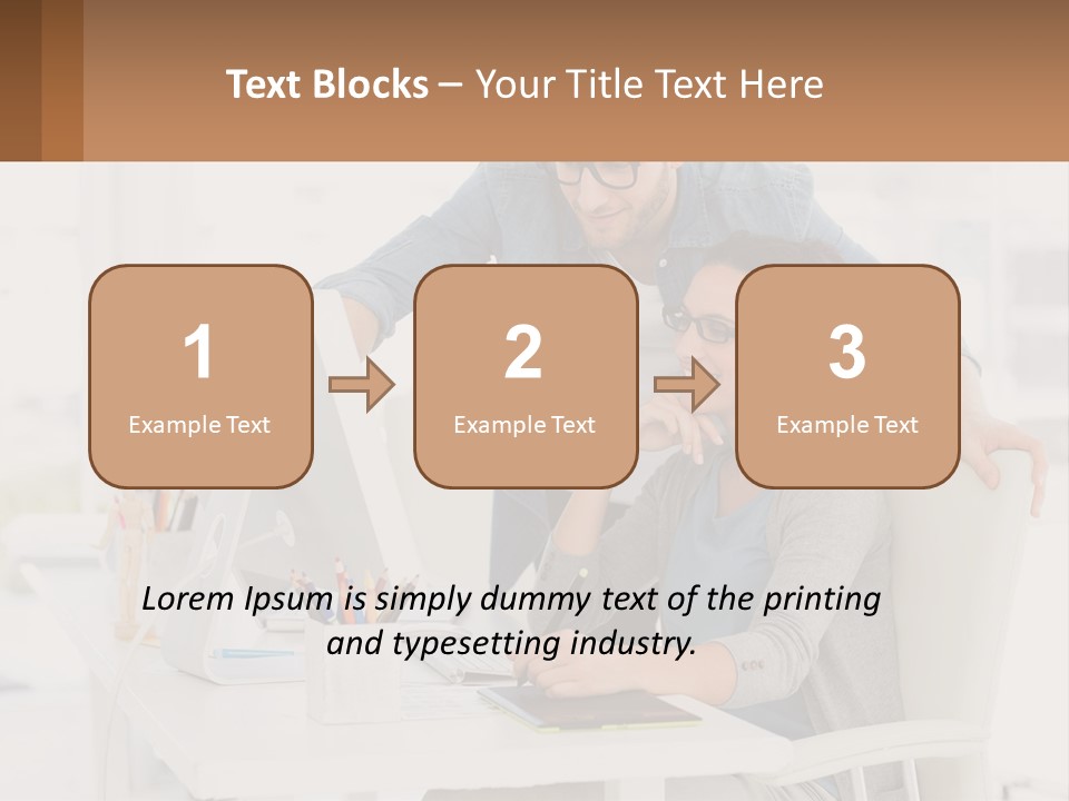 A Man And A Woman Sitting At A Desk Looking At A Computer Screen PowerPoint Template