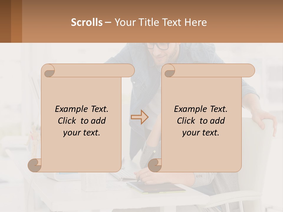 A Man And A Woman Sitting At A Desk Looking At A Computer Screen PowerPoint Template