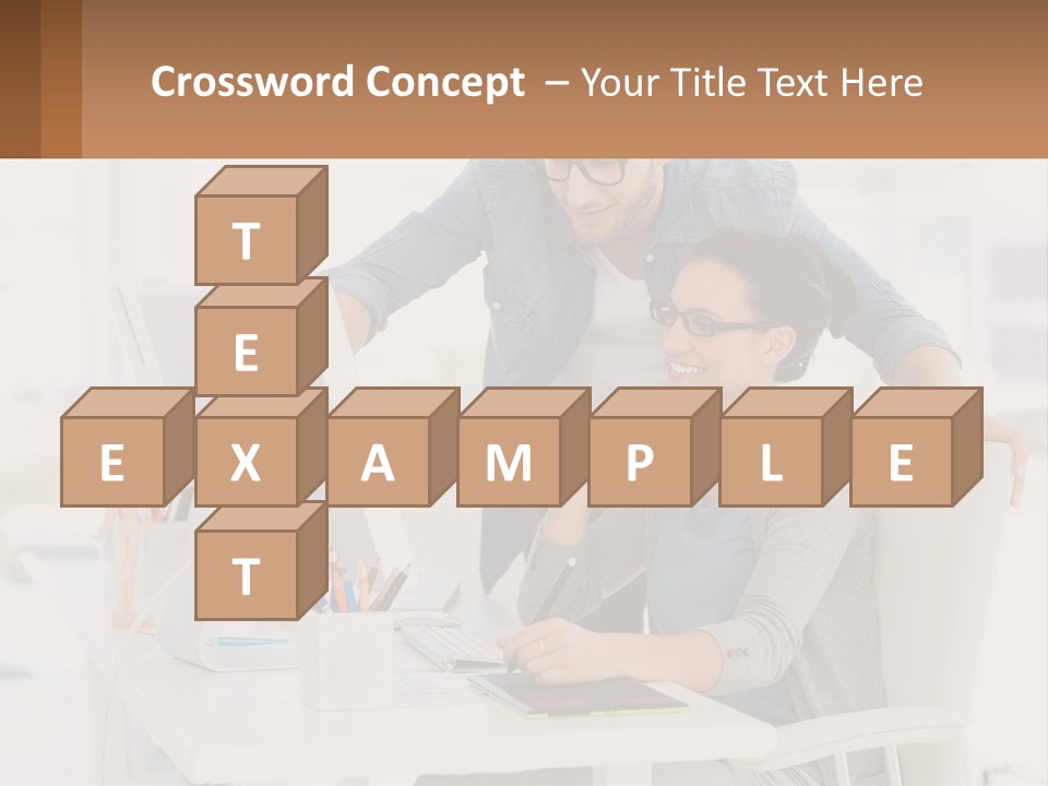 A Man And A Woman Sitting At A Desk Looking At A Computer Screen PowerPoint Template