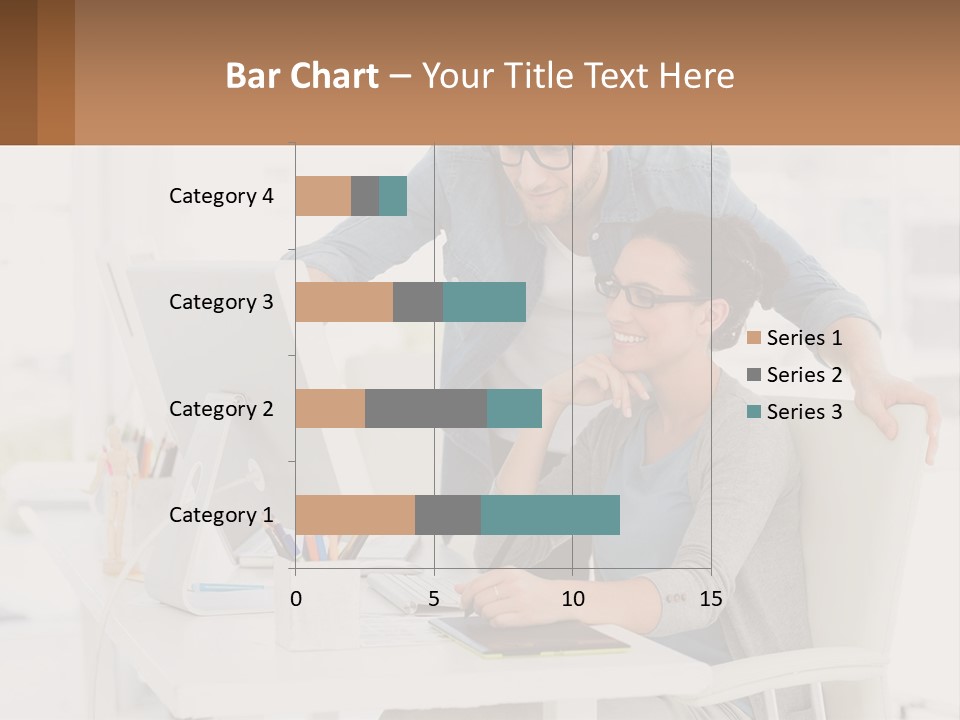 A Man And A Woman Sitting At A Desk Looking At A Computer Screen PowerPoint Template