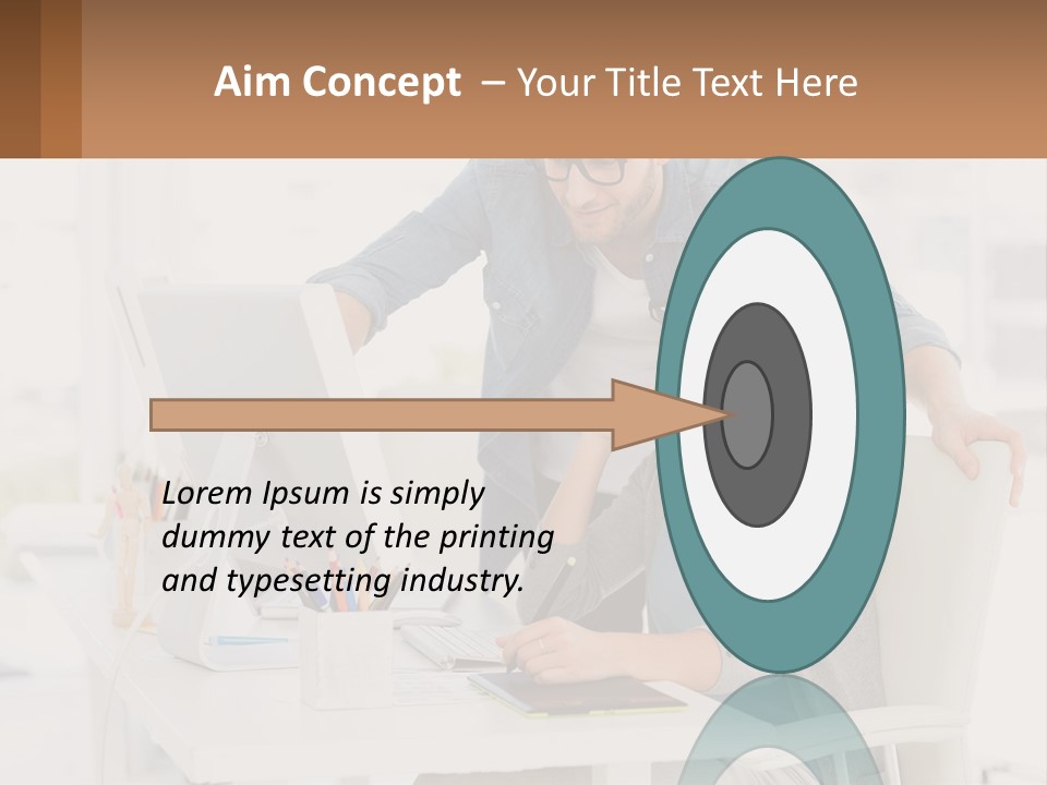 A Man And A Woman Sitting At A Desk Looking At A Computer Screen PowerPoint Template