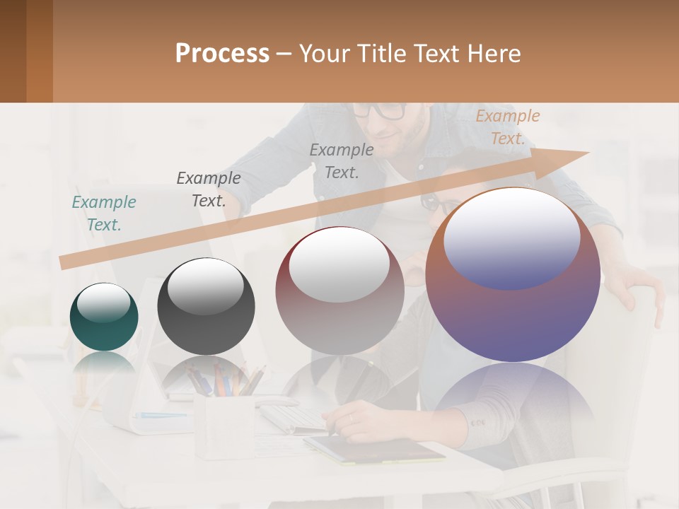 A Man And A Woman Sitting At A Desk Looking At A Computer Screen PowerPoint Template