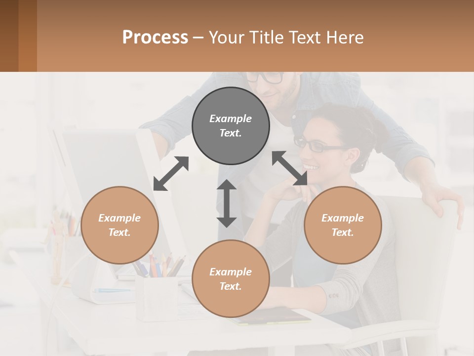 A Man And A Woman Sitting At A Desk Looking At A Computer Screen PowerPoint Template