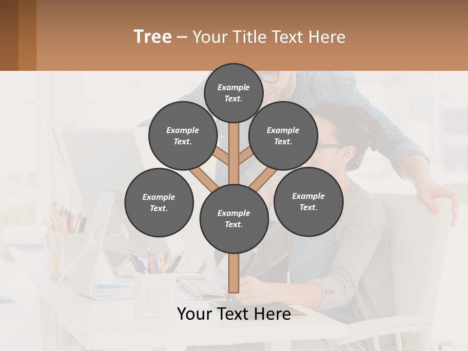 A Man And A Woman Sitting At A Desk Looking At A Computer Screen PowerPoint Template