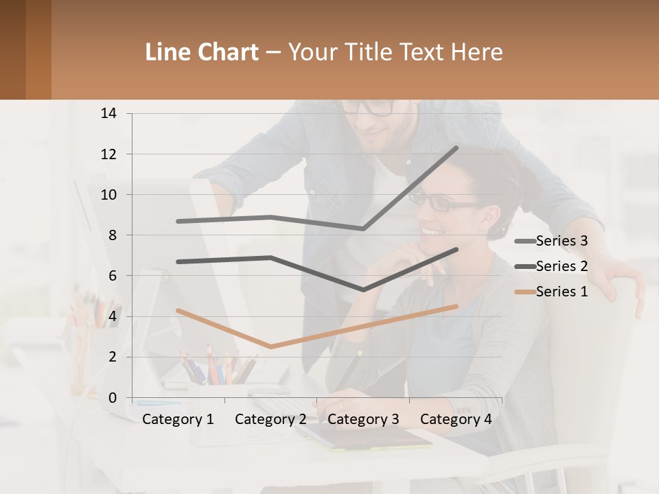 A Man And A Woman Sitting At A Desk Looking At A Computer Screen PowerPoint Template