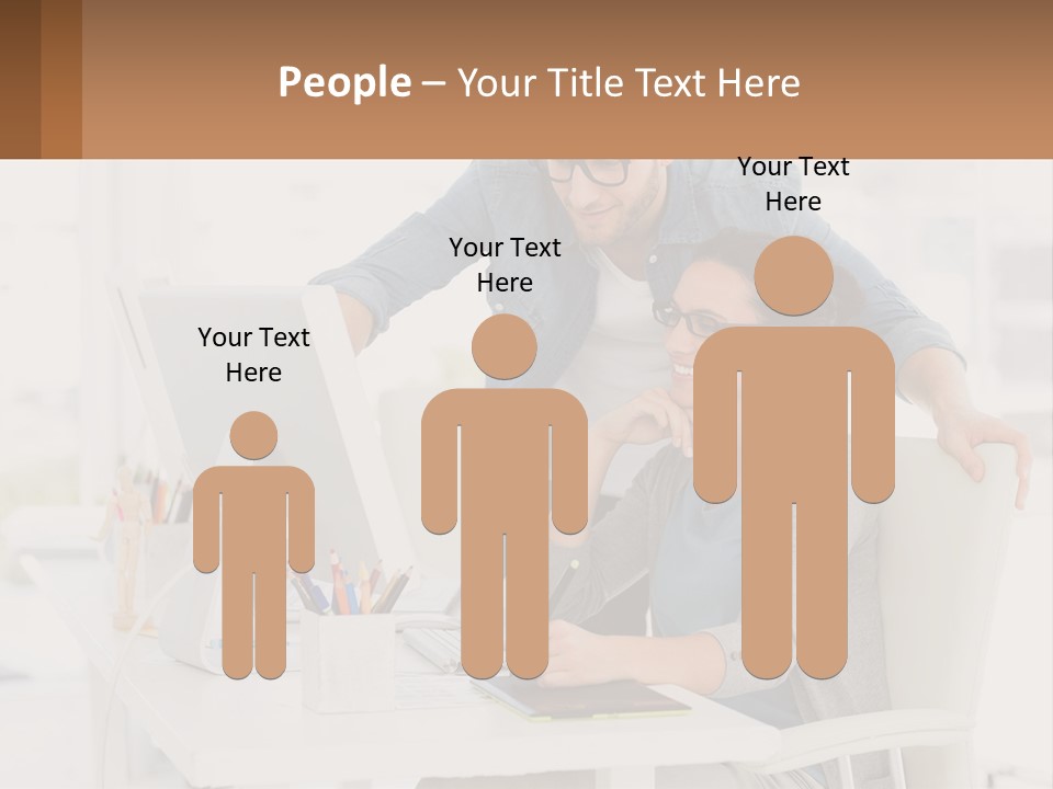 A Man And A Woman Sitting At A Desk Looking At A Computer Screen PowerPoint Template