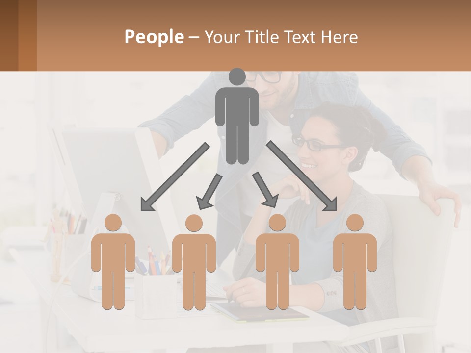 A Man And A Woman Sitting At A Desk Looking At A Computer Screen PowerPoint Template