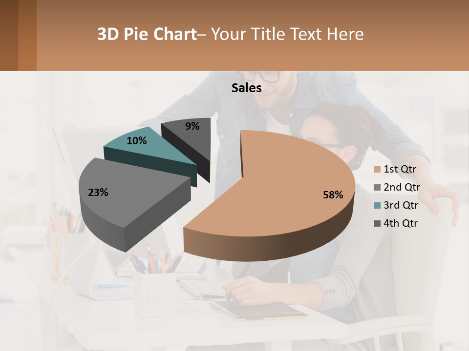 A Man And A Woman Sitting At A Desk Looking At A Computer Screen PowerPoint Template