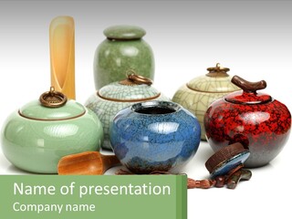 A Group Of Vases Sitting Next To Each Other PowerPoint Template