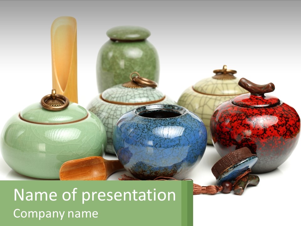 A Group Of Vases Sitting Next To Each Other PowerPoint Template