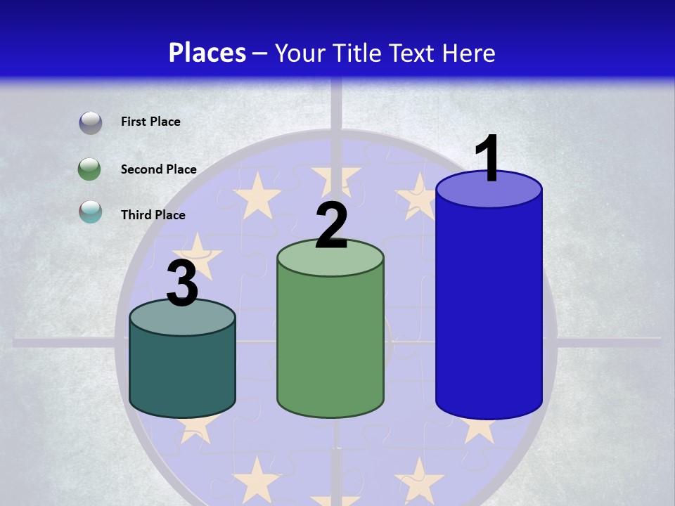 A Blue And Yellow Puzzle Piece With Stars On It PowerPoint Template