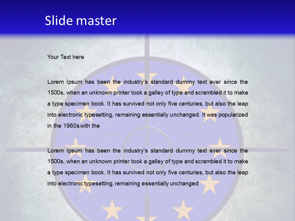 A Blue And Yellow Puzzle Piece With Stars On It PowerPoint Template