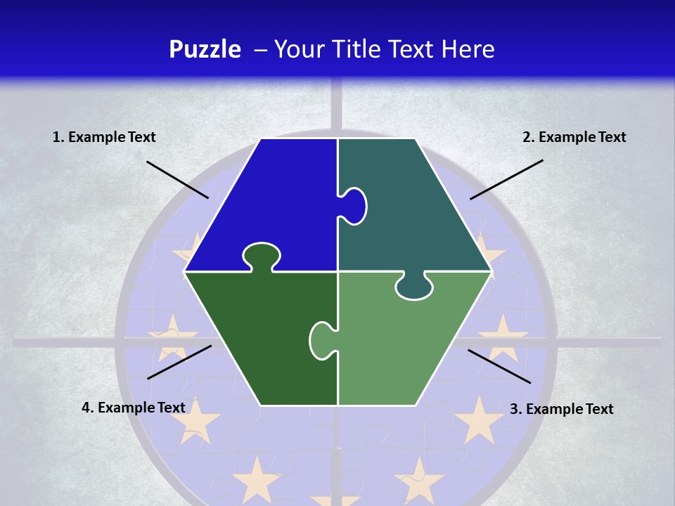 A Blue And Yellow Puzzle Piece With Stars On It PowerPoint Template