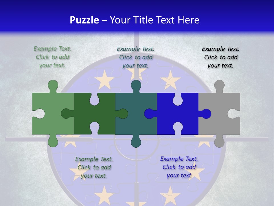 A Blue And Yellow Puzzle Piece With Stars On It PowerPoint Template