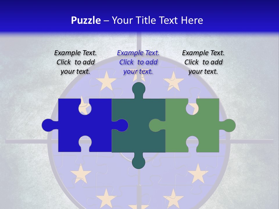 A Blue And Yellow Puzzle Piece With Stars On It PowerPoint Template