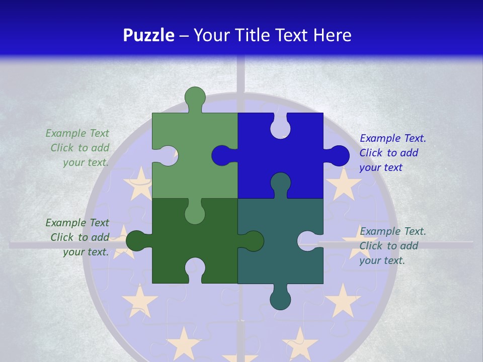 A Blue And Yellow Puzzle Piece With Stars On It PowerPoint Template