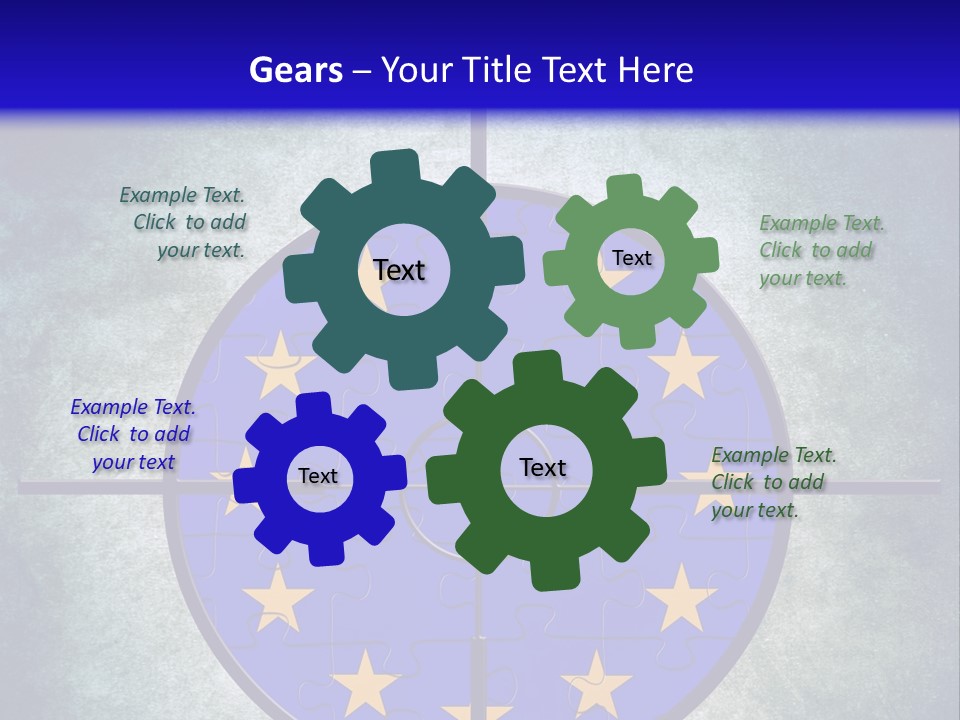 A Blue And Yellow Puzzle Piece With Stars On It PowerPoint Template